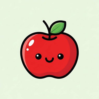 Mutlu elma kawaii karakteri