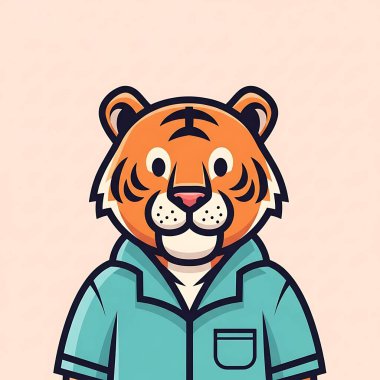 Kasklı kaplan. vektör karikatür çizimi izole edildi.