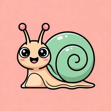 Tatlı salyangoz çizgi film karakteri çizimi