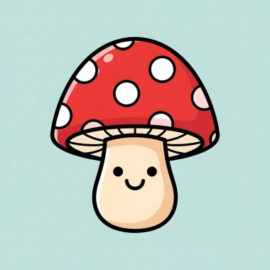 Çizgi film sevimli gülümseyen mantarlar.