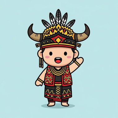 Mutlu Hint karakterinin şirin çizgi filminin vektör çizimi