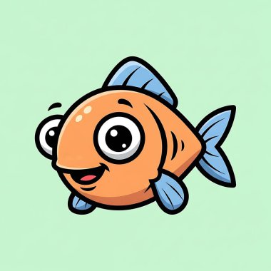 Şirin balık çizgi film vektör çizimi grafik tasarımı