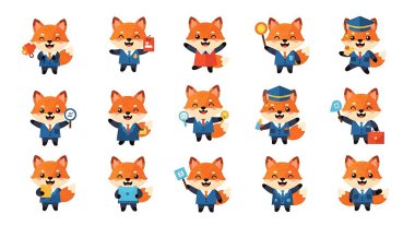 Takım elbiseli şirin tilki. vektör illüstrasyonu.