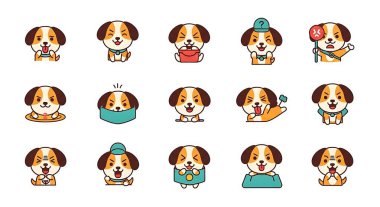 Yüz ifadeleri olan sevimli küçük kız vektör çizimi yap