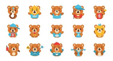 Çizgi film ayıları seti. vektör illüstrasyonu