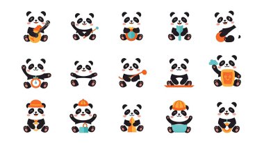 Panda ve panda vektör kümesi