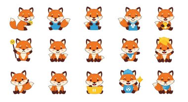 Sevimli küçük tilki çizgi film karakterleri..