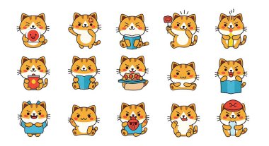 Kırmızı tilki çizgi film karakterlerinin vektör kümesi