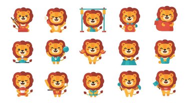 şirin aslan karakterinin vektör kümesi