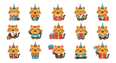 Güzel çizgi film hayvan koleksiyonu seti. vektör illüstrasyonu.