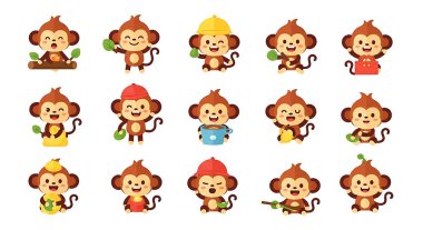 Karikatür maymun kümesi