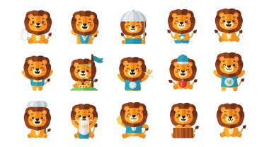 Çizgi film aslanı karakter vektör çizimi