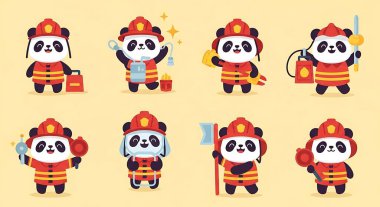 Çince karakter seti. Yeni yıl Çin çizgi filmi..