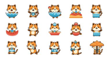 vektör çizgi film şirin tilki seti