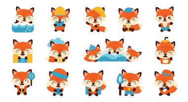 Çeşitli pozlarda şirin tilkiler.