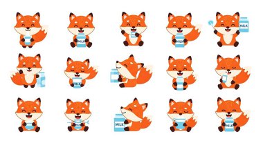 Çizgi film tarzında şirin bir tilki. Sevimli hayvan çizimi. vektör.