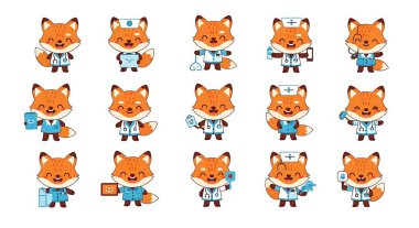 Bir dizi komik tilki çizgi filmi.