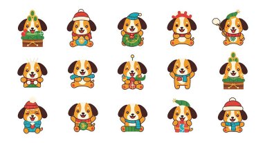 Noel kostümlü Noel köpekleri.