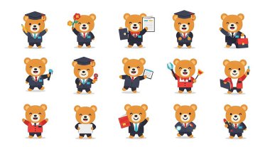 Çizgi film karakteri iş adamları ayarlandı. vektör illüstrasyonu