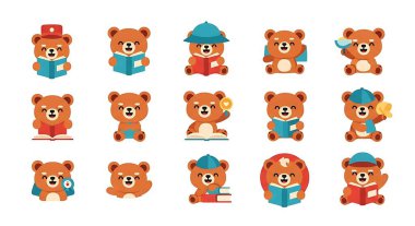 Tatlı çizgi film ayılarının vektör çizimi.