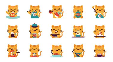 Sevimli kedi ve kedi seti