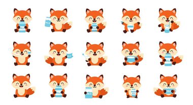 Farklı pozlarda farklı çizgi film setleri.