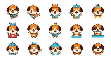 Farklı köpek ve hayvanların vektör simgeleri