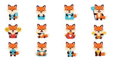 Sevimli çizgi film Fox, vektör çizim.