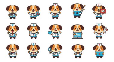 Doktor çizgi filminin vektör kümesi