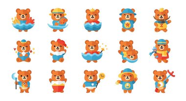 Farklı pozlarda farklı şirin ayılar.