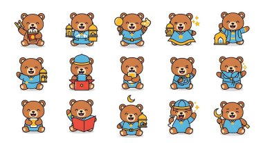 Bir grup sevimli vektör ayı.