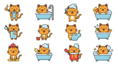 Şirin kedi kümesi koleksiyon vektör çizimi