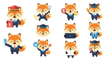 Çeşitli poziyonlarda tilki kümesi.