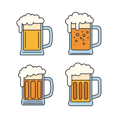 Bira bardakları ikonları vektör illüstrasyon tasarımı