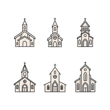 Kilise simgeleri. Kilise sembolleri. Din ve din. vektör illüstrasyonu