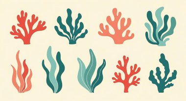 Deniz bitkilerinin ve deniz bitkilerinin vektör kümesi