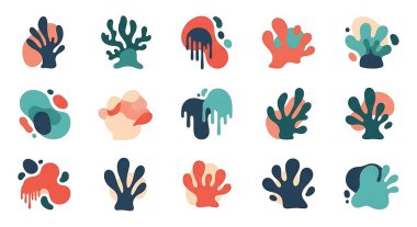 Vektör soyut el çizimleri kümesi. Modern moda soyut tasarım elementleri, çağdaş sanat baskısı.