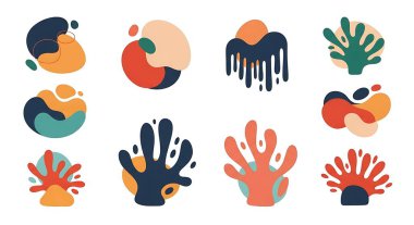 Soyut şekillerin vektör çizimi, el çizimi, karalama tarzı. Sosyal medya, afiş, kapak, poster, kart, broşür için basit tasarım,