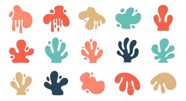 Tropikal bitki ve çiçeklerin vektör simgeleri