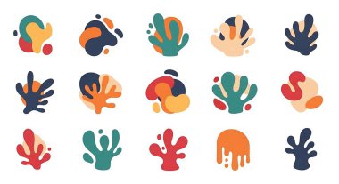 Soyut şekiller dizisi. El çizimi vektör çizimleri.