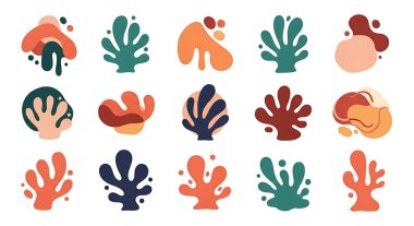 Tropikal bitki ve yaprakların soyut vektör çizimi, tropikal bitkiler ve şekiller.