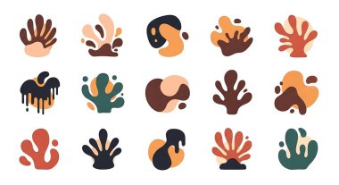 Soyut el çizimleri seti. Çeşitli şekil ve şekillerin soyut vektör çizimleri.