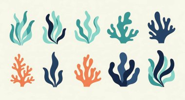 bir dizi deniz yaşamı simgesi