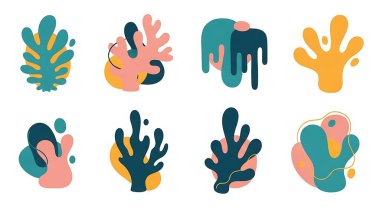 Bitkilerle el çizimi soyut vektör çizimi, karalama tarzında çiçekler.