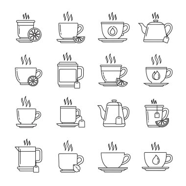 Çay veya kahve için vektör simgeleri
