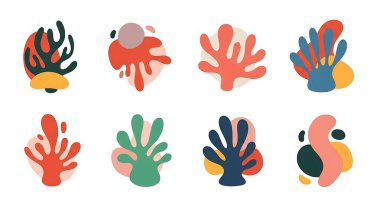 Farklı şekil ve formların soyut el çizimlerini ayarlayın. vektör illüstrasyonu.