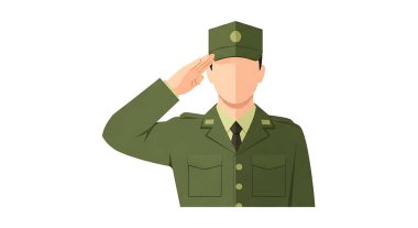 Bayrak ikonlu asker, düz stil.