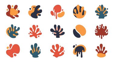 farklı şekil ve renklerden oluşan vektör kümesi