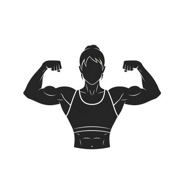 Siyah spor elbiseli güçlü ve güçlü genç bir kadın.