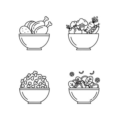 Sebze ve yiyecek vektör çizgisi simgesi.